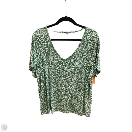 Top Short Sleeve By Old Navy In Green & White, Size: 2x