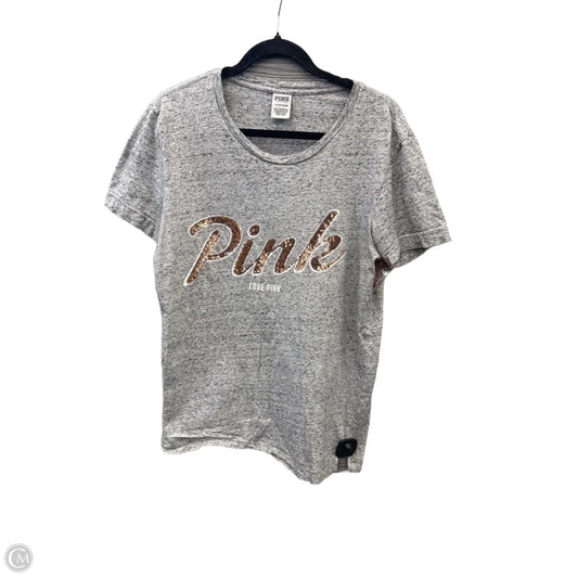 Top Short Sleeve By Pink In Grey, Size: S