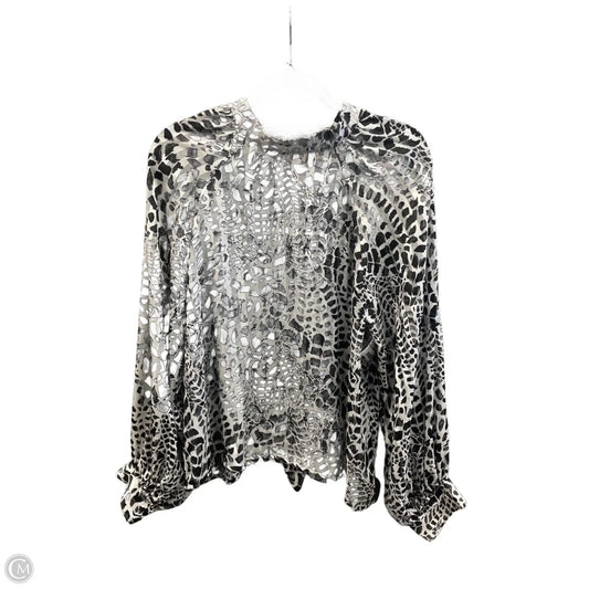 Blouse Long Sleeve By Fashion Nova In Black & White, Size: L