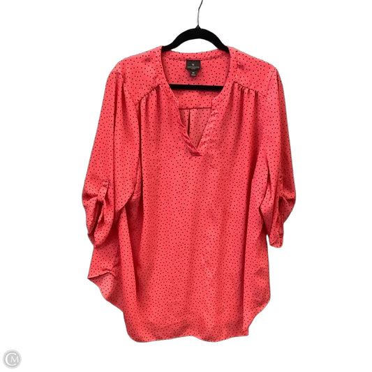 Blouse 3/4 Sleeve By Worthington In Polkadot Pattern, Size: 2x