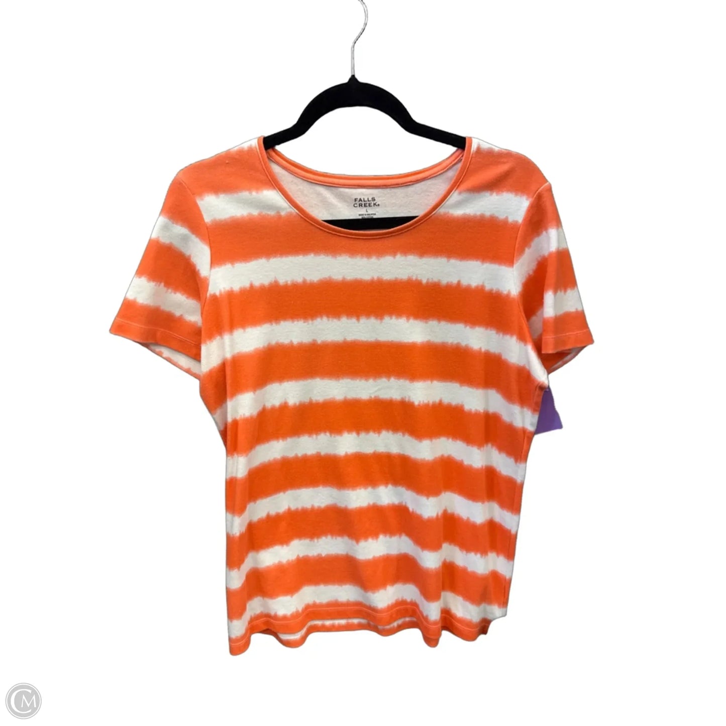 Top Short Sleeve By Falls Creek In Striped Pattern, Size: L