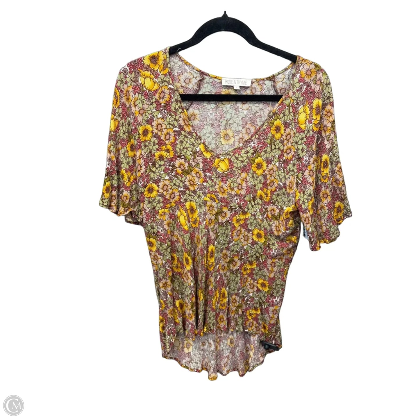 Tunic Short Sleeve By Clothes Mentor In Floral Print, Size: L