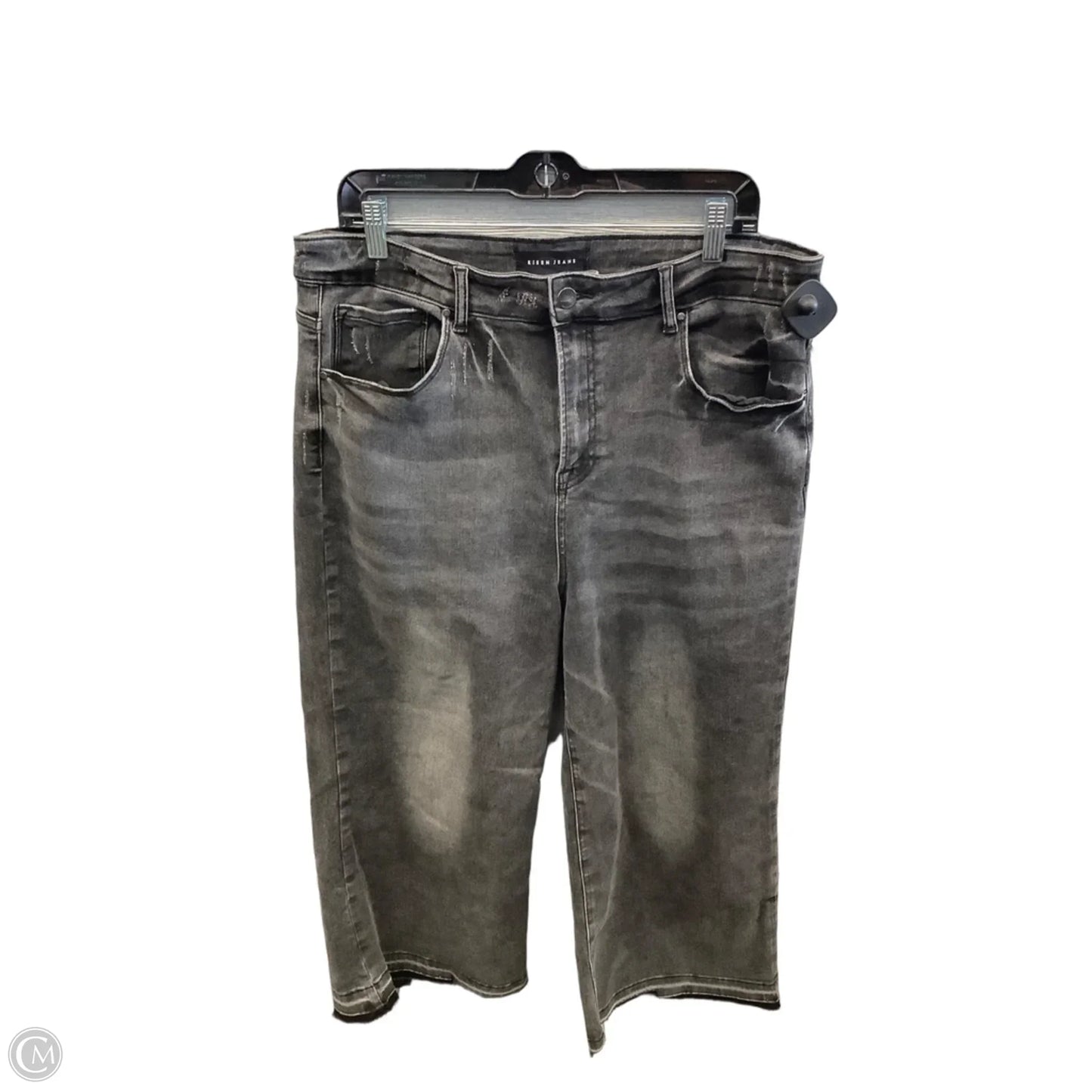 Jeans Wide Leg By Risen In Black Denim, Size: 18