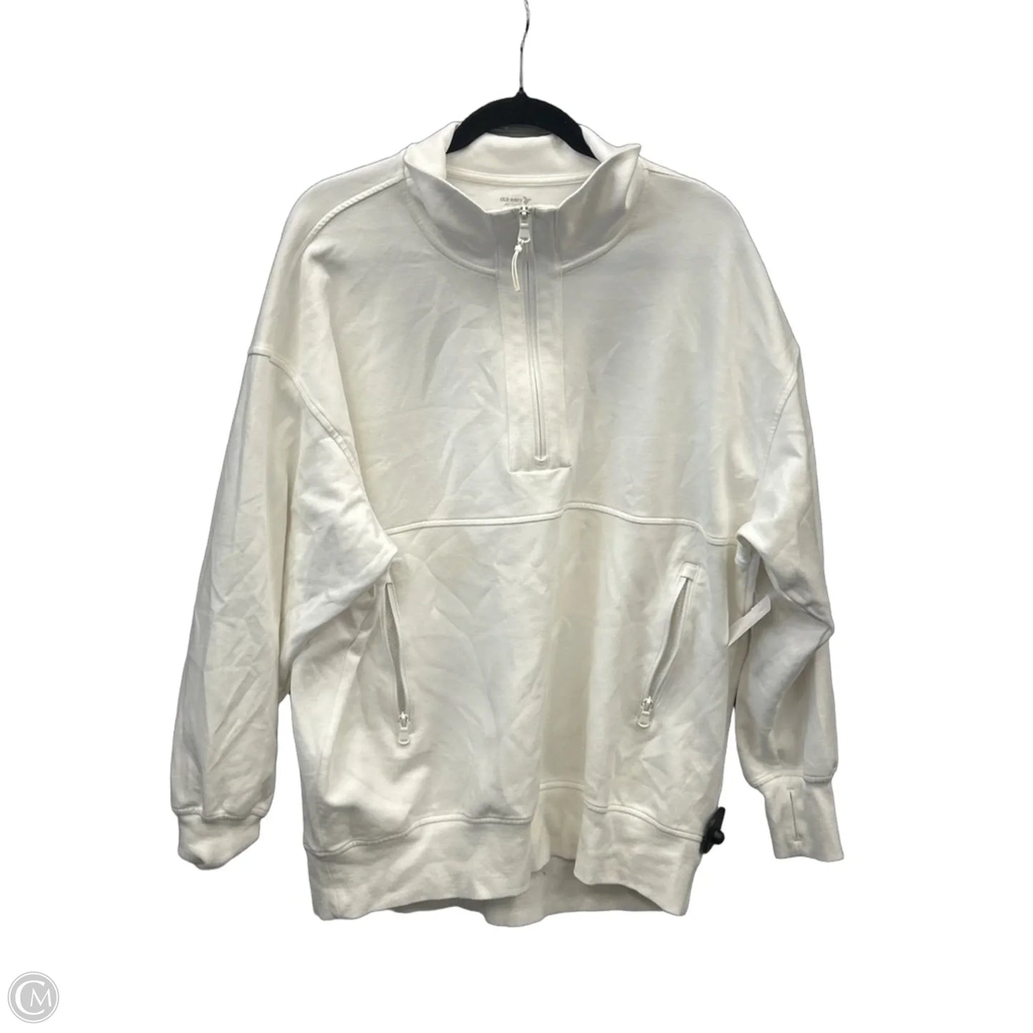 Athletic Top Long Sleeve Collar By Old Navy In Cream, Size: L