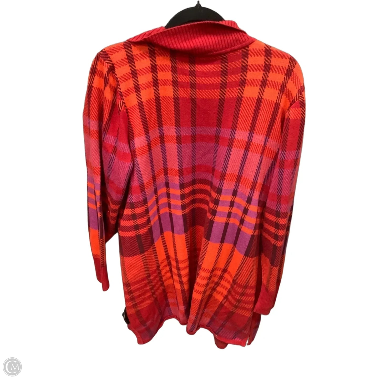 Sweater Cardigan By Isaac Mizrahi Live Qvc In Plaid Pattern, Size: Xl