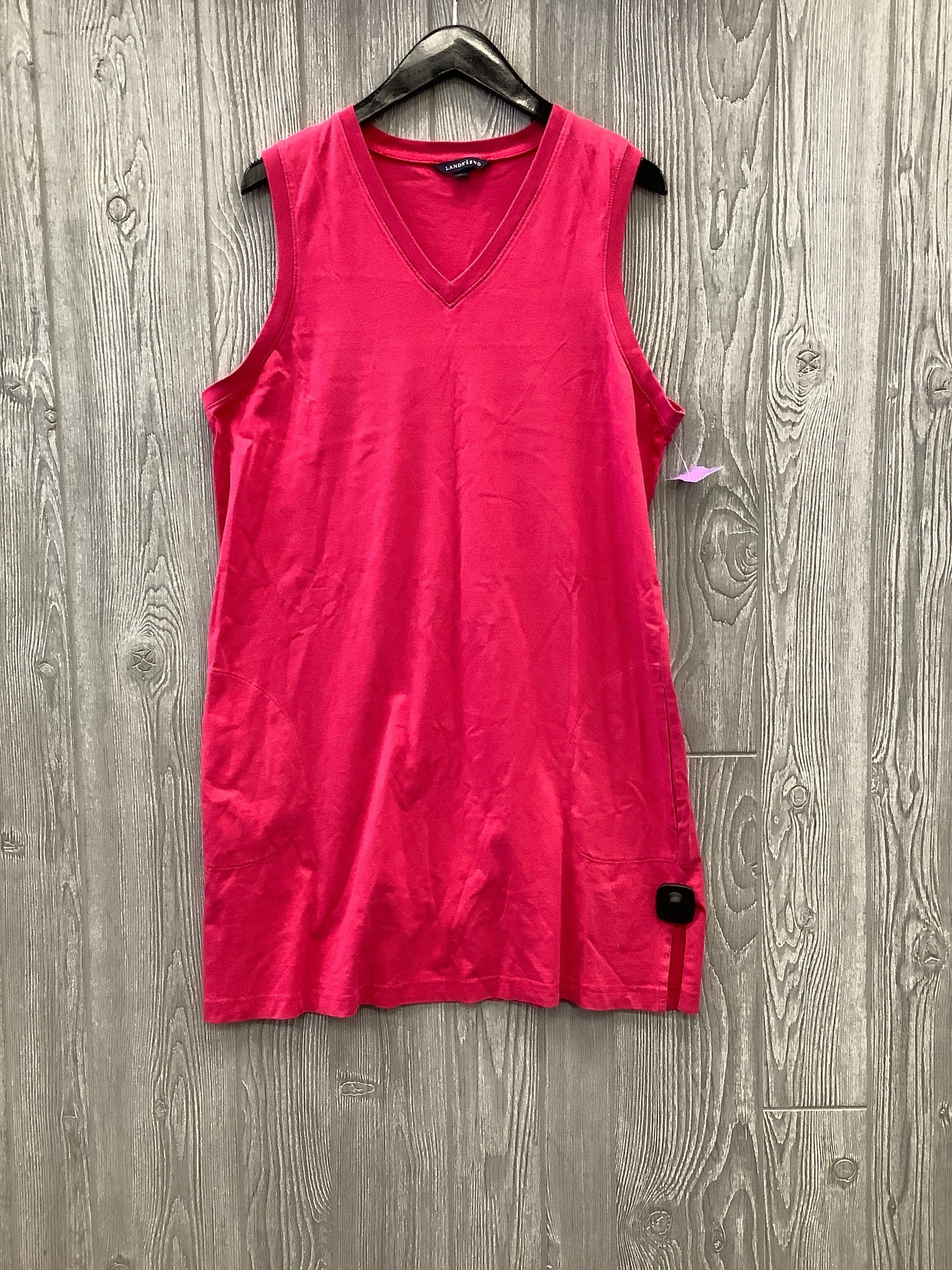 Pink Dress Casual Midi Lands End, Size L