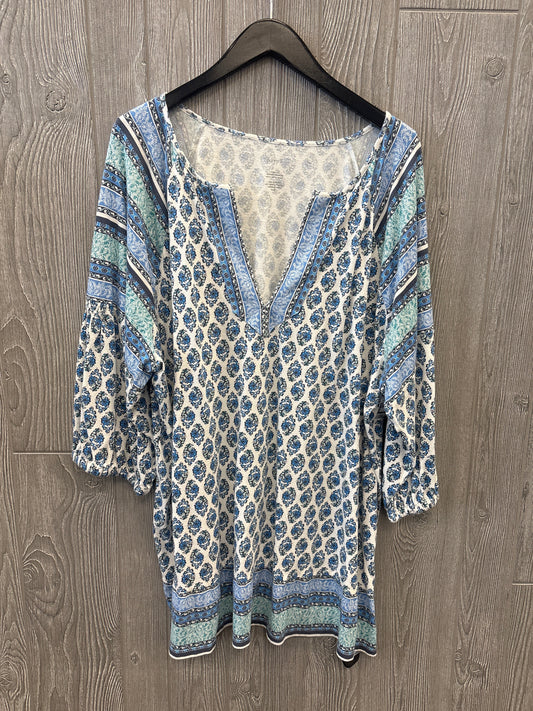 Top Long Sleeve By Pure Jill In Brown & White, Size: 3x