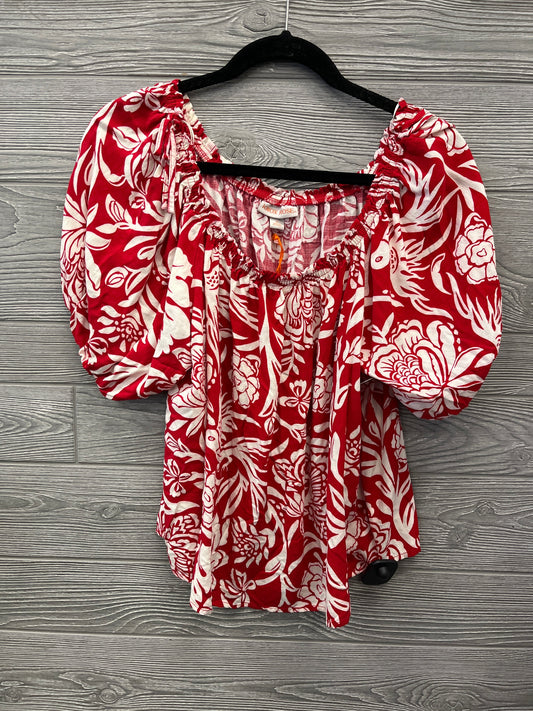 Blouse Short Sleeve By Knox Rose In Red, Size: M