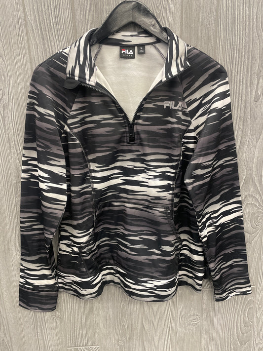 Athletic Top Long Sleeve Collar By Fila In Animal Print, Size: M