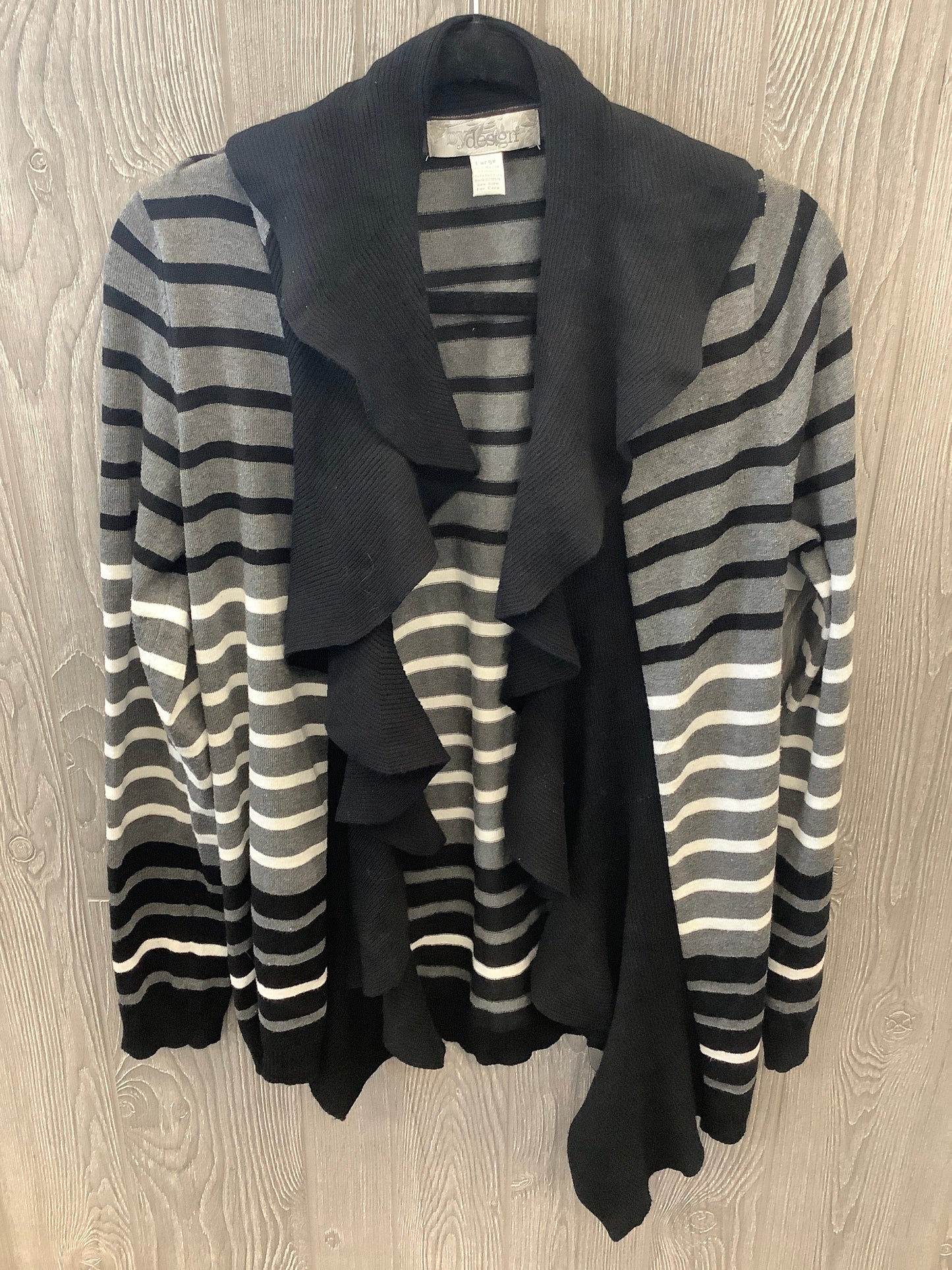 Striped Pattern Cardigan By Design, Size L