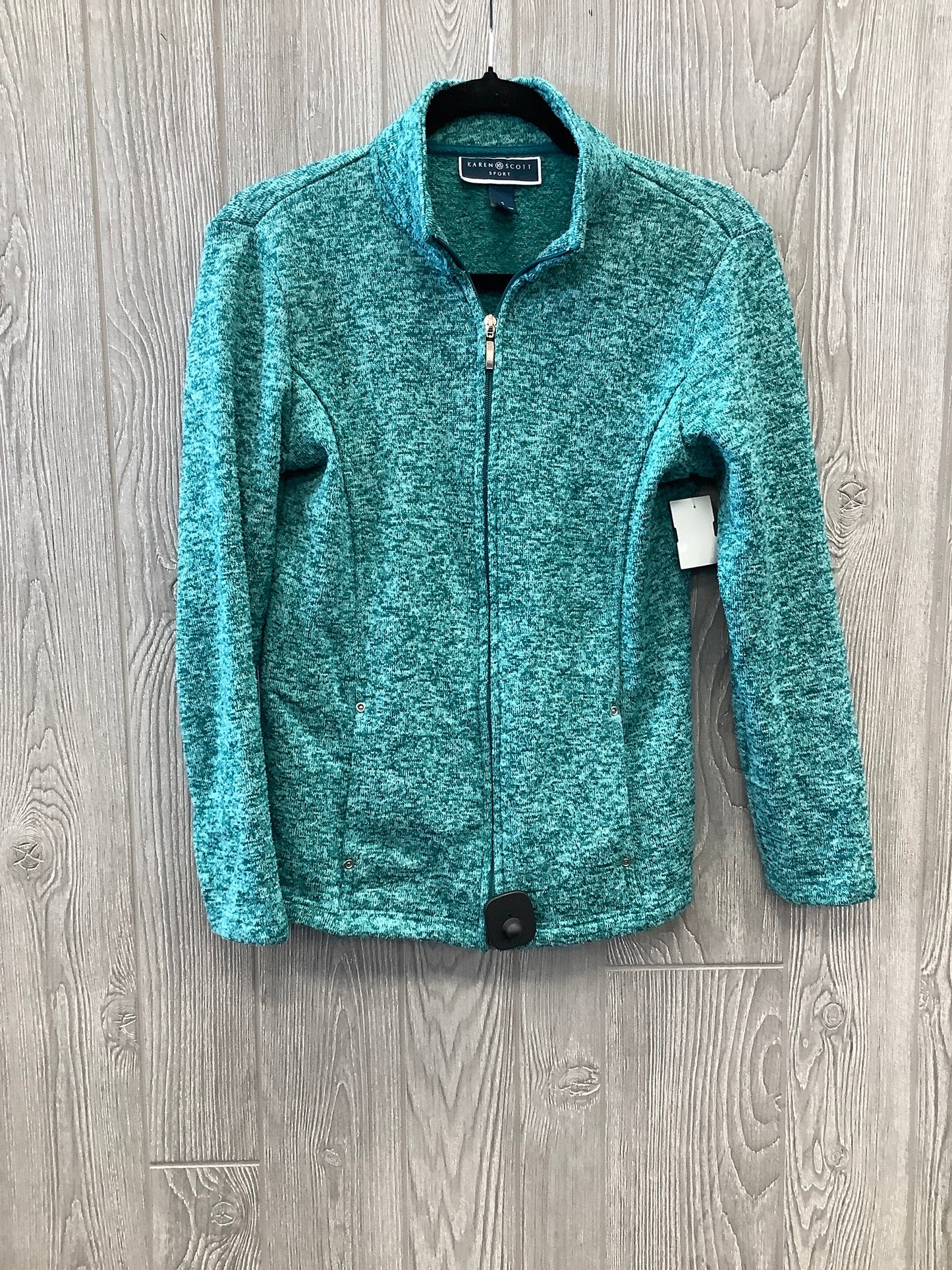 Athletic Jacket By Karen Scott In Teal, Size: S