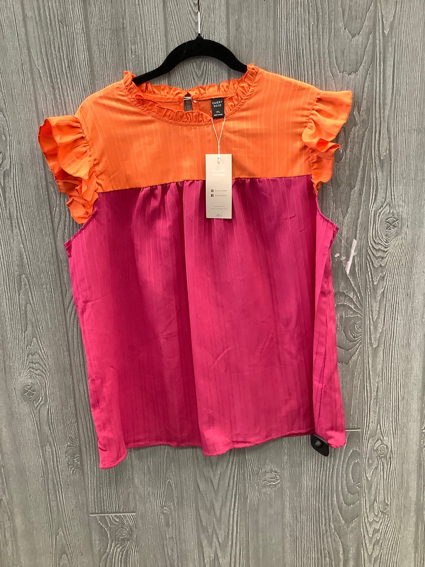 Top Sleeveless By Clothes Mentor In Orange & Pink, Size: 1x