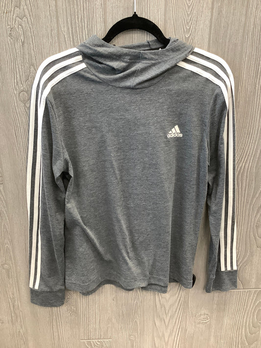 Athletic Top Long Sleeve Hoodie By Adidas In Grey, Size: M