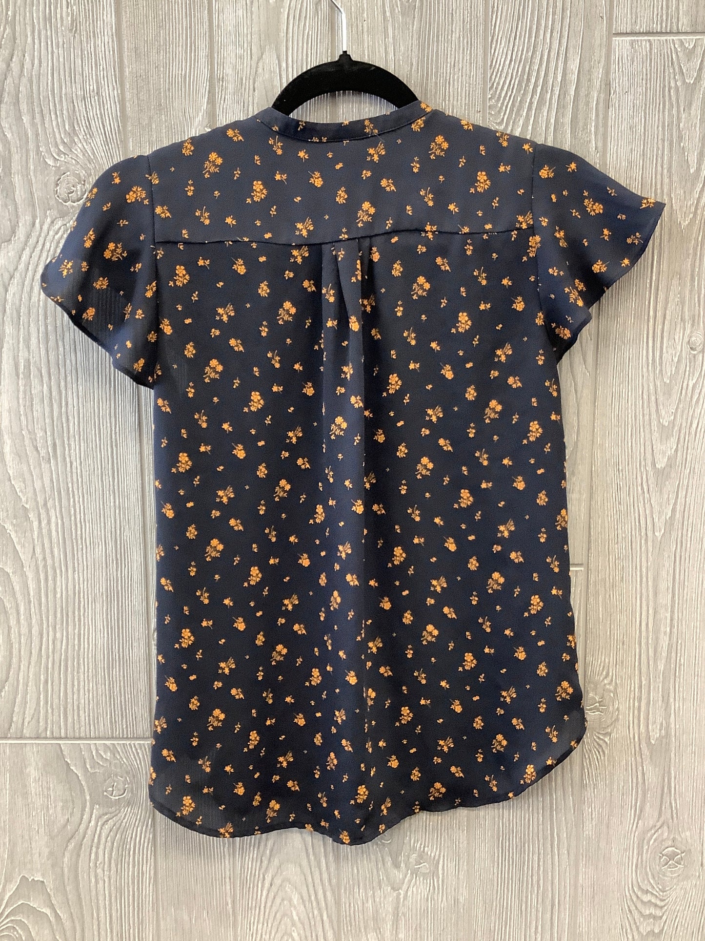 Blouse Short Sleeve By H&m In Navy, Size: Xs