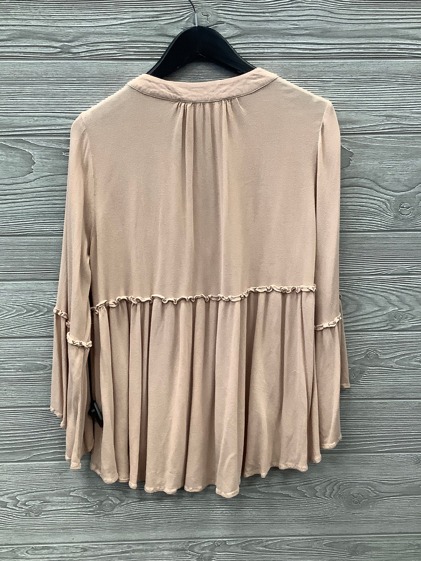 Blouse Long Sleeve By Hazel In Tan, Size: M