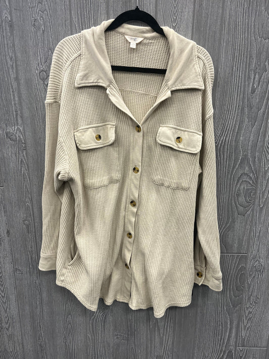 Jacket Shirt By Terra & Sky In Cream, Size: 1x