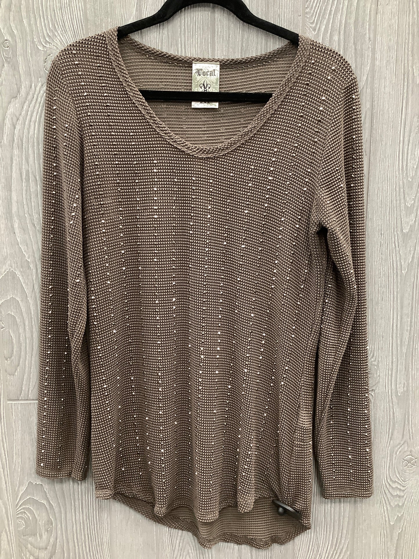 Top Long Sleeve By Vocal In Brown, Size: S