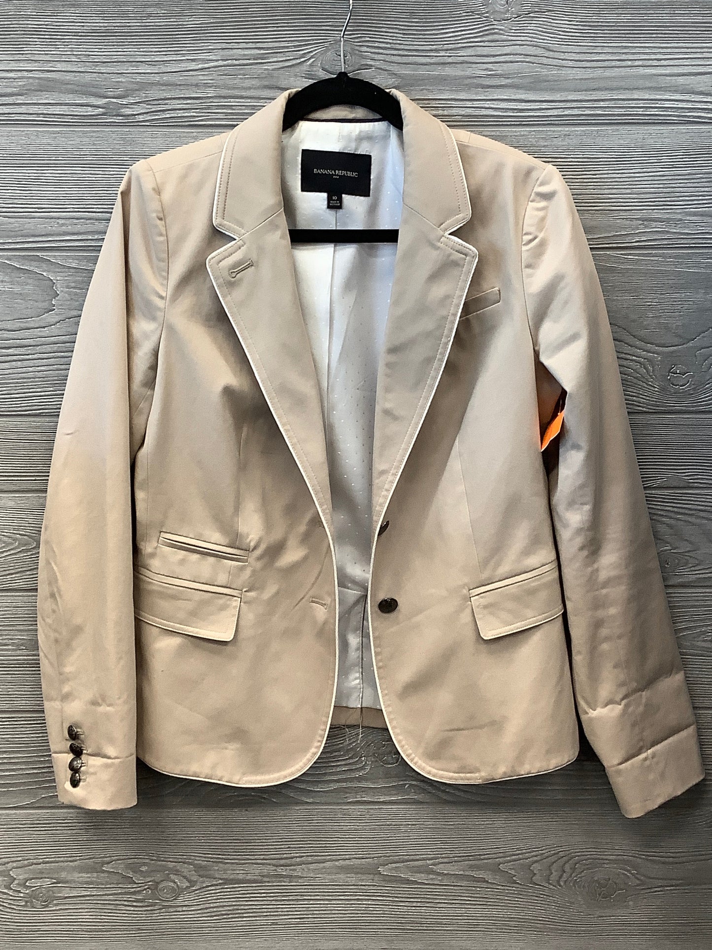 Blazer By Banana Republic In Tan & White, Size: M