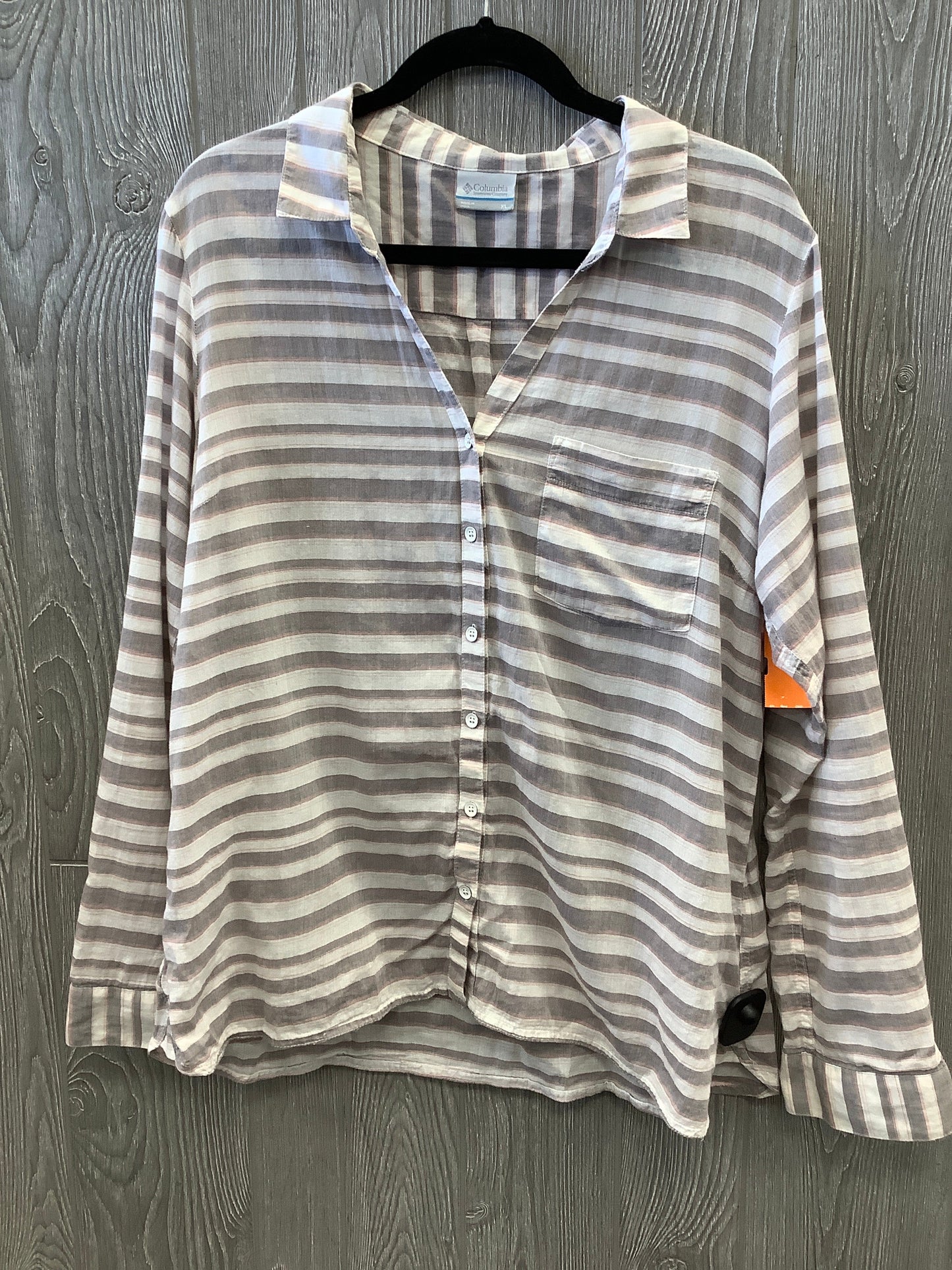 Top Long Sleeve By Columbia In Striped Pattern, Size: Xl