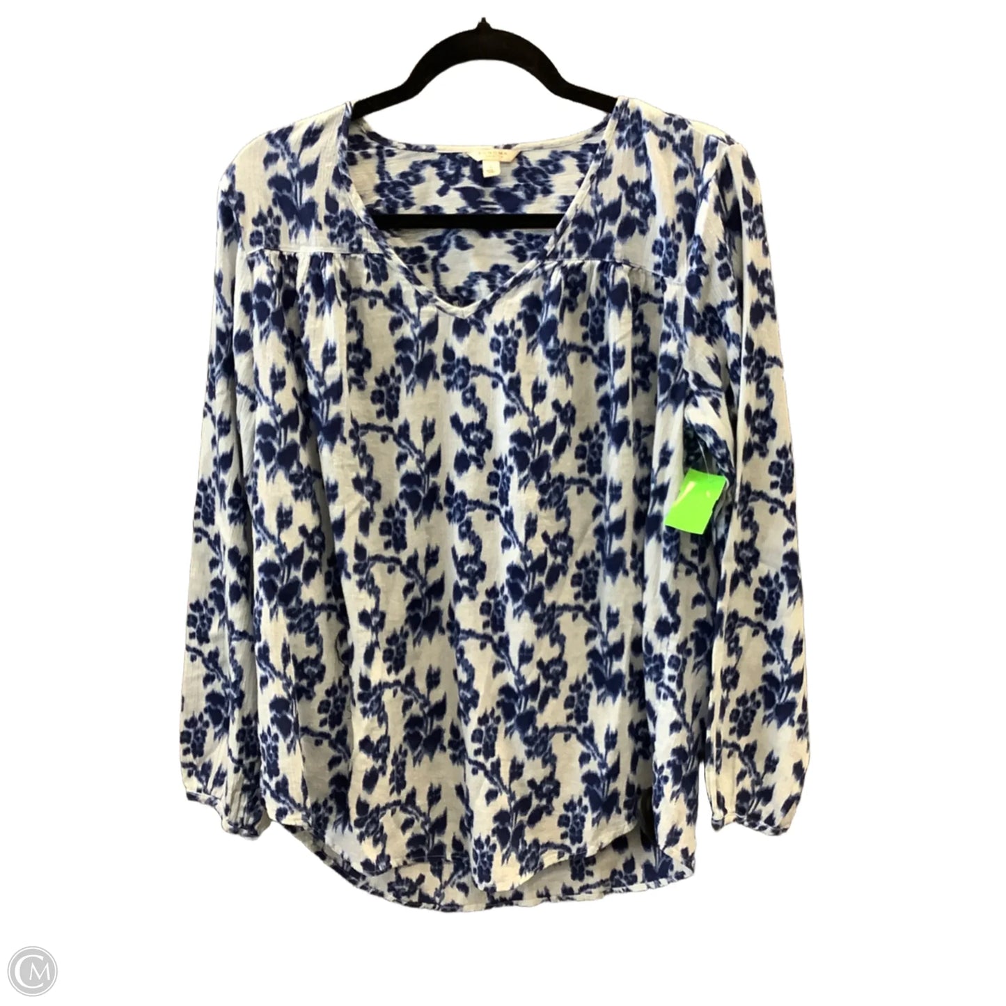 Top Long Sleeve By Sonoma In Blue & White, Size: L