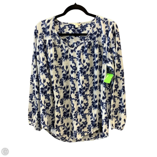 Top Long Sleeve By Sonoma In Blue & White, Size: L