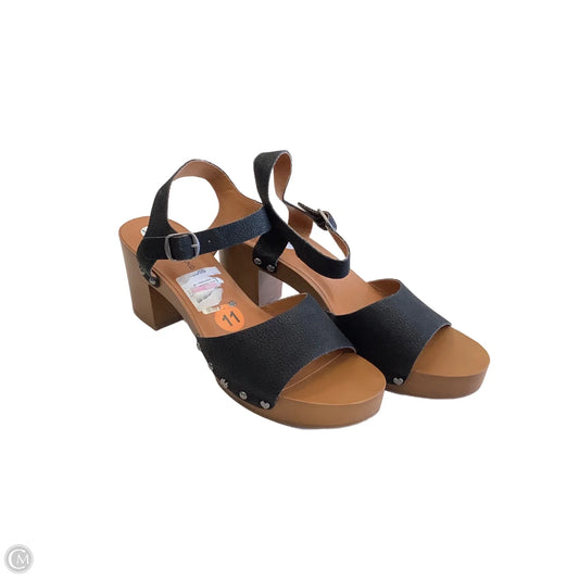 Sandals Heels Block By Lucky Brand In Black & Brown, Size: 11