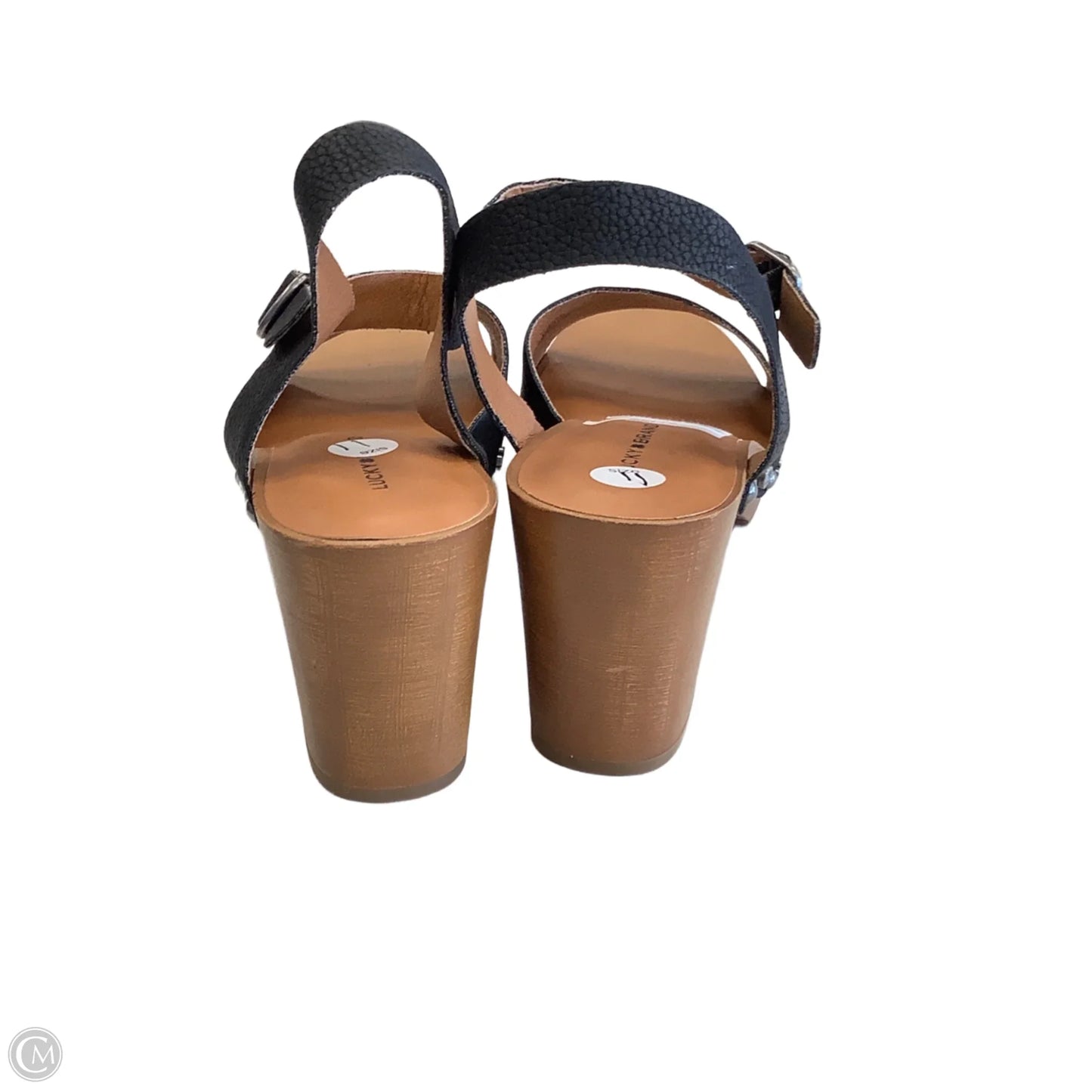 Sandals Heels Block By Lucky Brand In Black & Brown, Size: 11