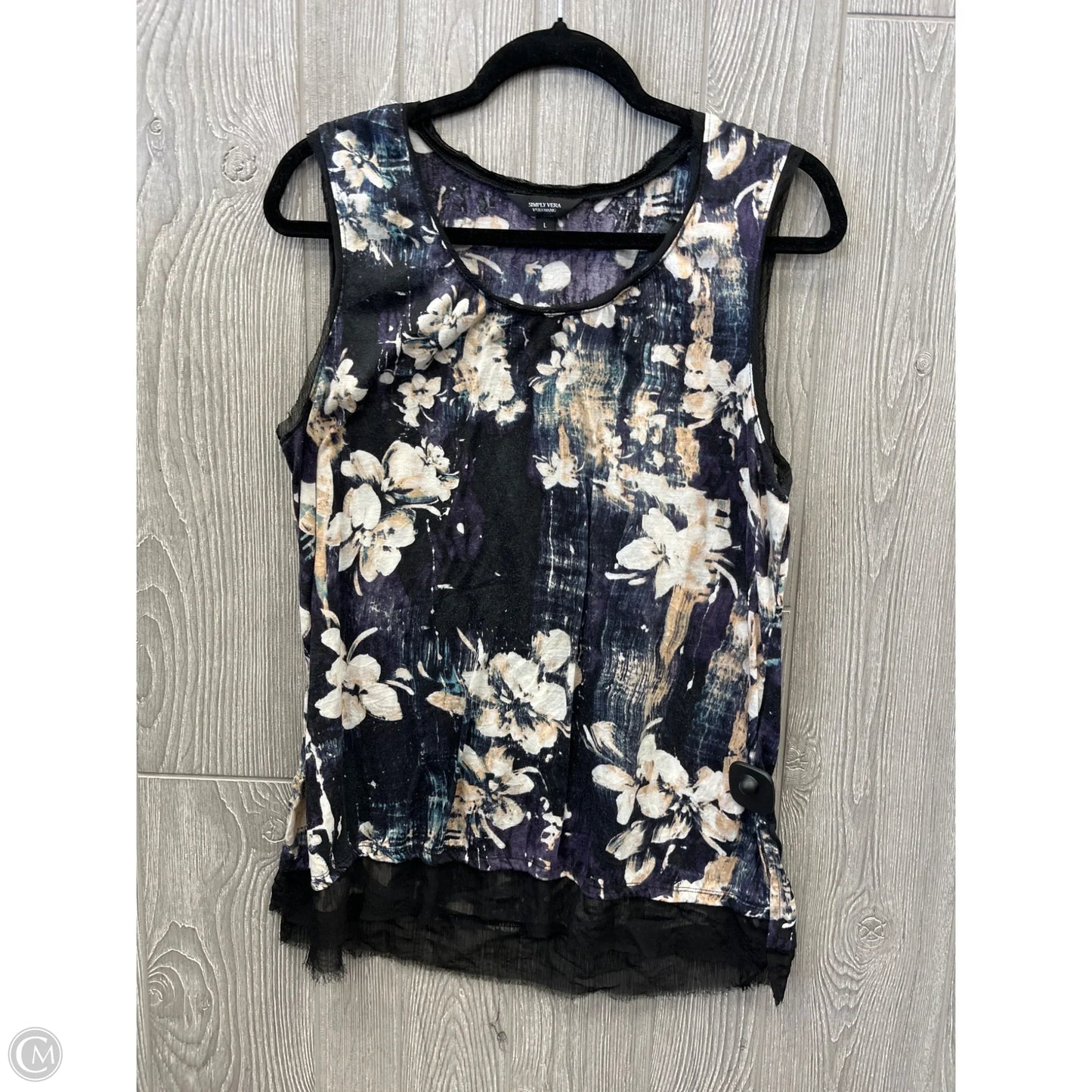 Top Sleeveless By Simply Vera In Purple, Size: L
