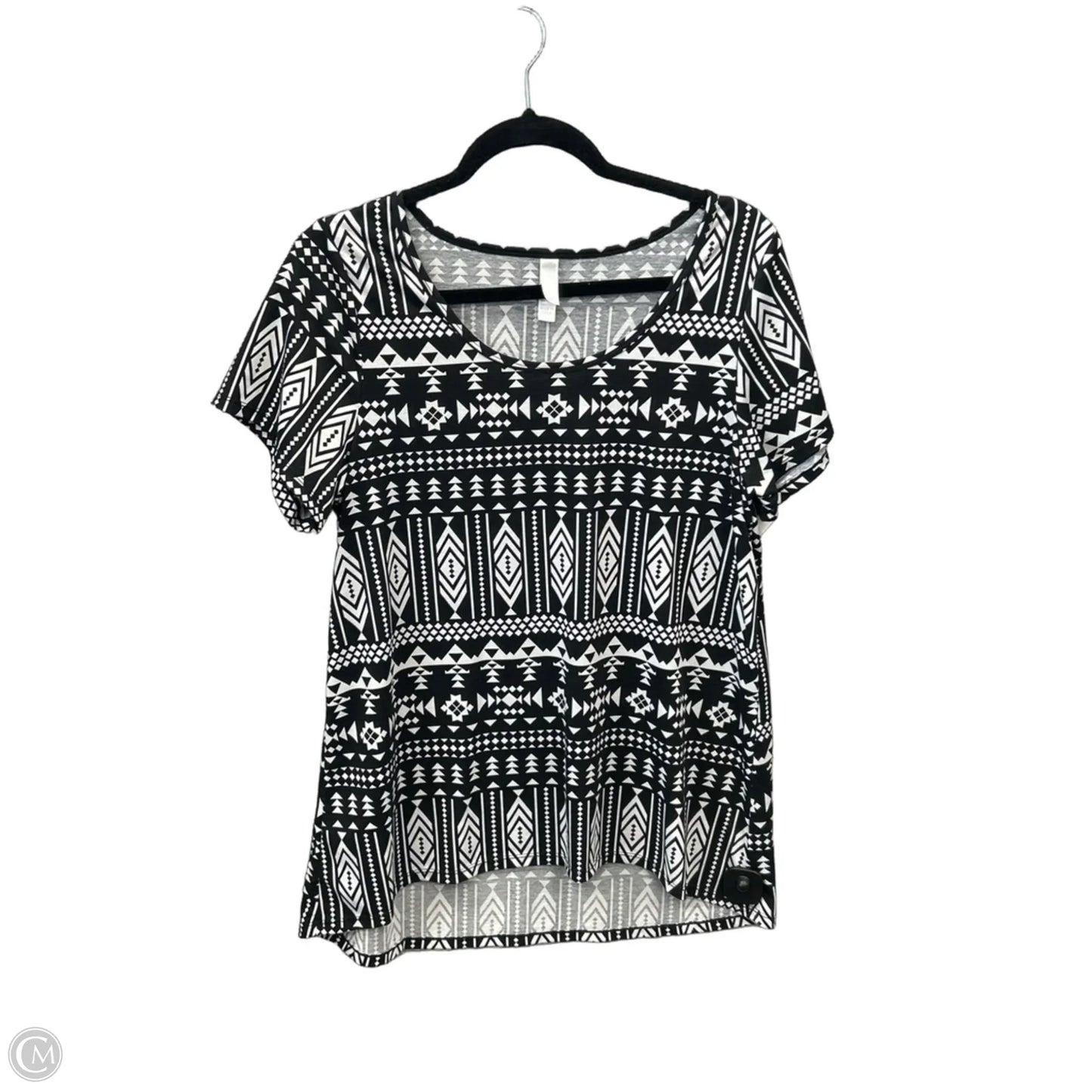 Top Short Sleeve By Lularoe In Black & White, Size: L
