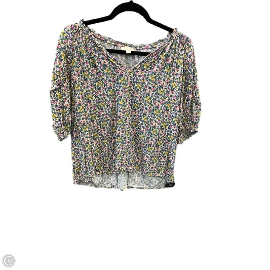 Top Short Sleeve By Loft In Floral Print, Size: L