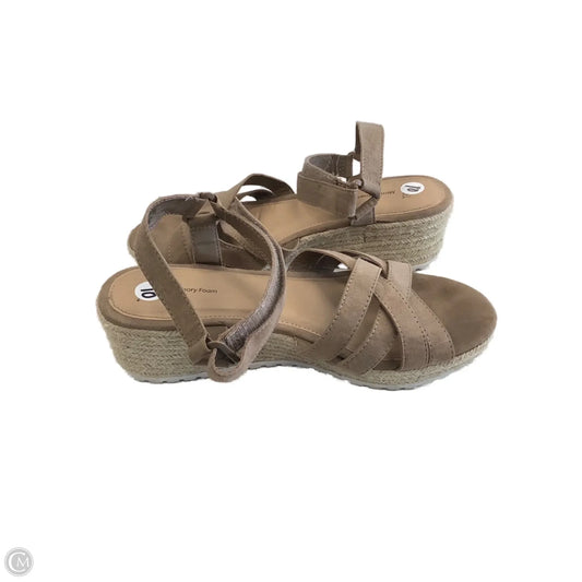 Sandals Heels Wedge By Time And Tru In Tan, Size: 10