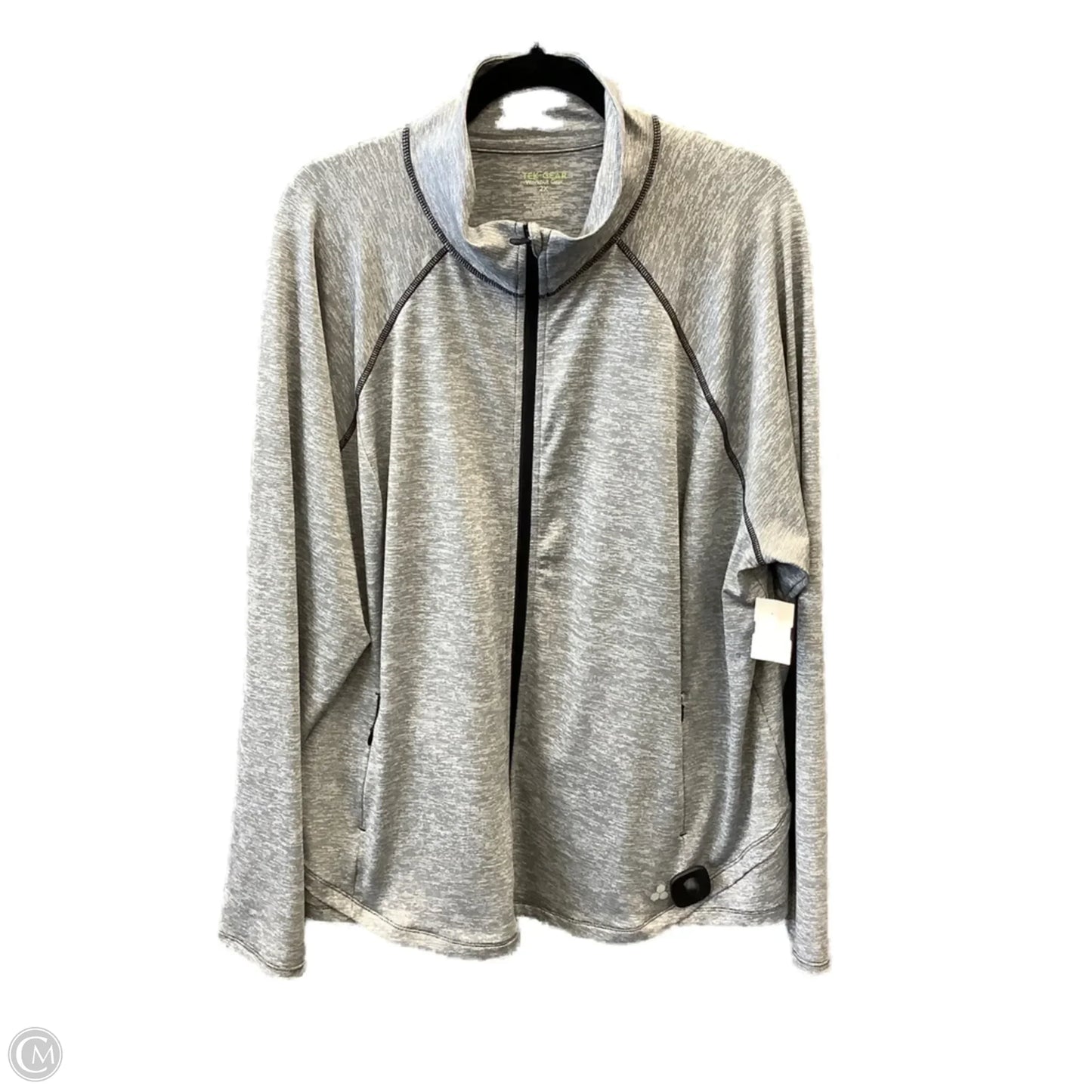 Athletic Top Long Sleeve Collar By Tek Gear In Grey, Size: 2x