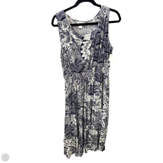 Dress Casual Midi By Cj Banks In Blue & White, Size: 1x