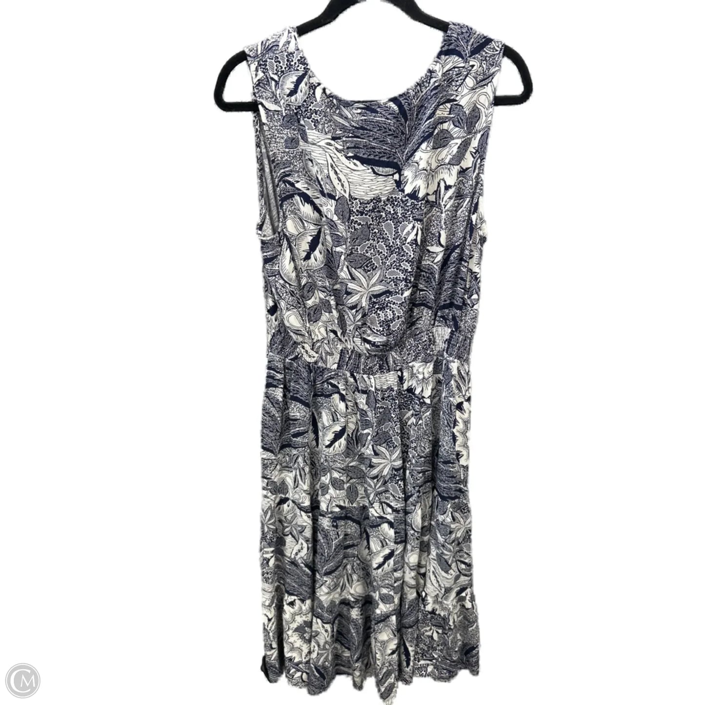 Dress Casual Midi By Cj Banks In Blue & White, Size: 1x