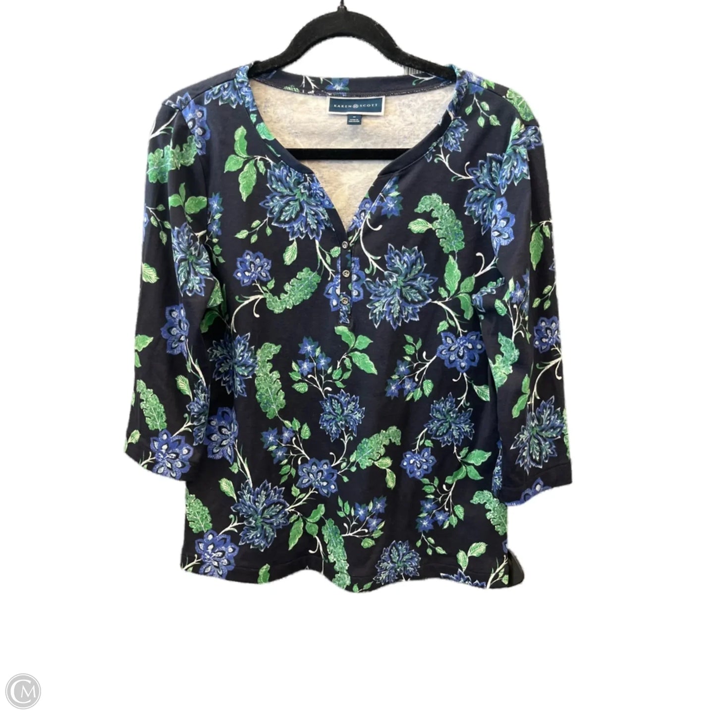 Top Long Sleeve By Karen Scott In Blue, Size: M