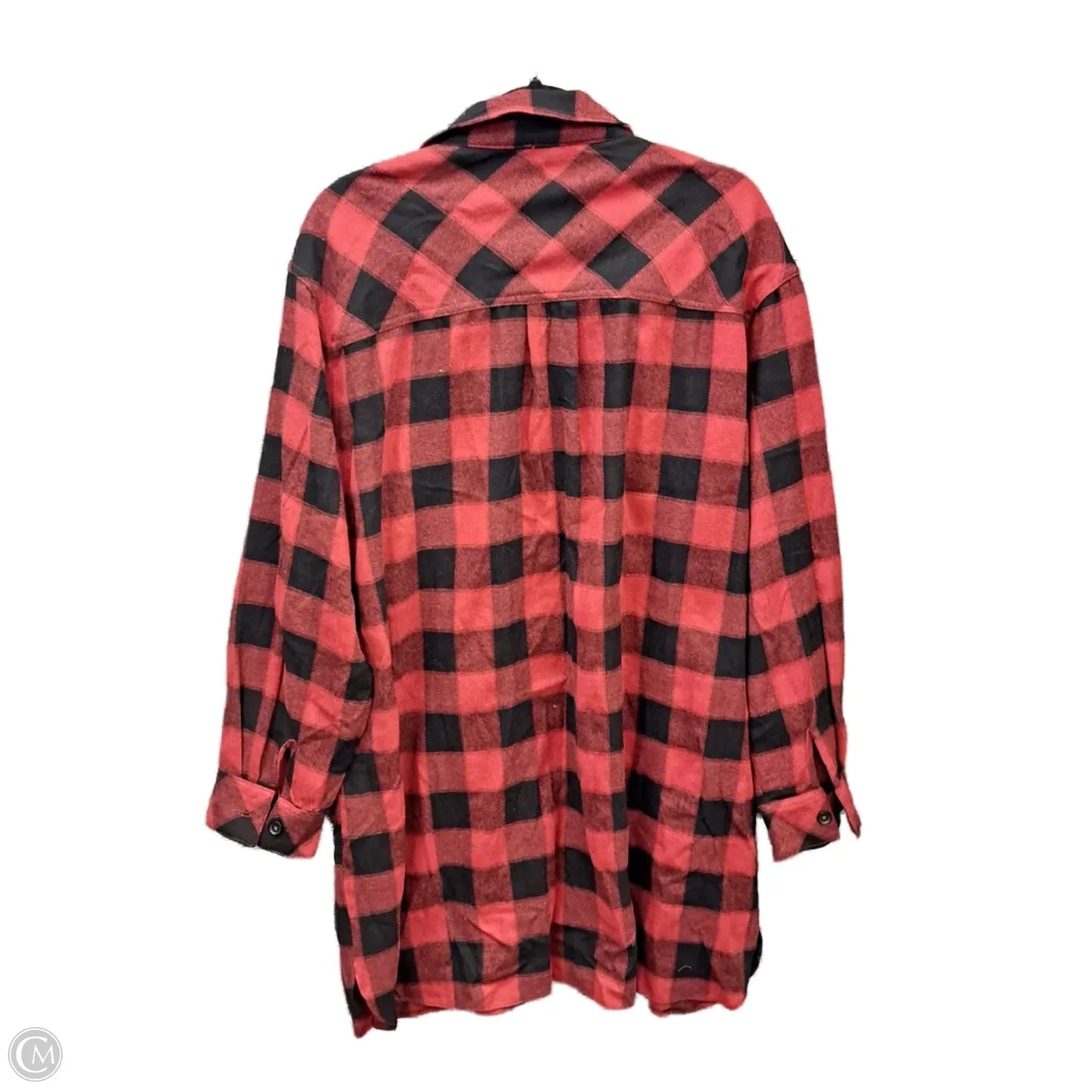 Jacket Shirt By Ee Some In Plaid Pattern, Size: L