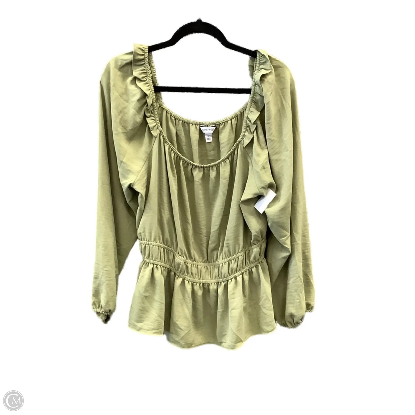 Blouse Long Sleeve By Nine West Apparel In Green, Size: Xl