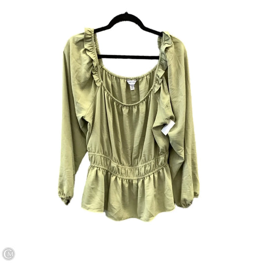 Blouse Long Sleeve By Nine West Apparel In Green, Size: Xl