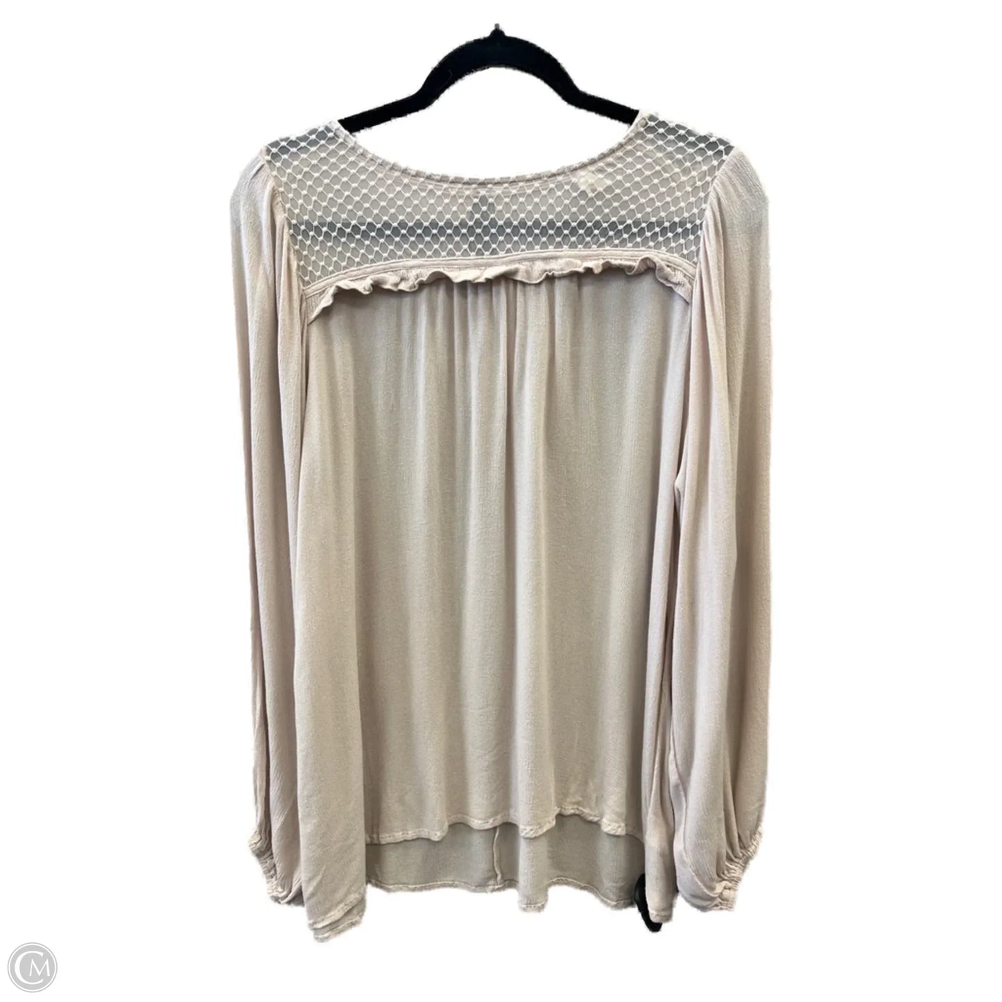 Top Long Sleeve By Easel In Cream, Size: S