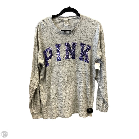 Top Long Sleeve By Pink In Grey, Size: M