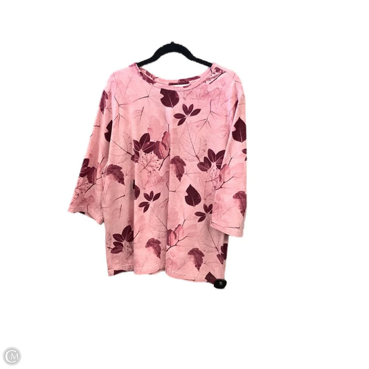 Top Long Sleeve By Cj Banks In Pink, Size: 2x