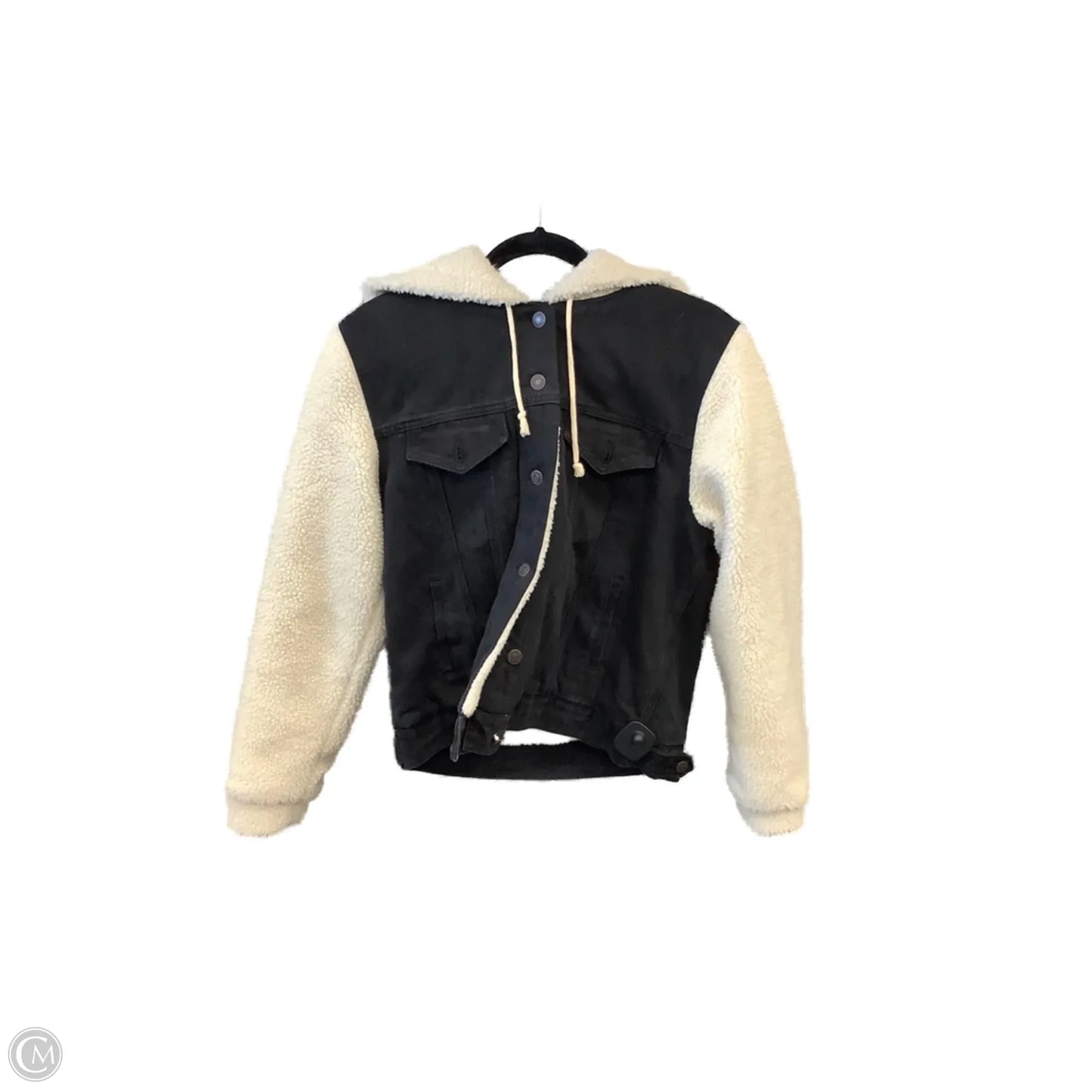 Jacket Faux Fur & Sherpa By Love Tree In Black Denim, Size: L