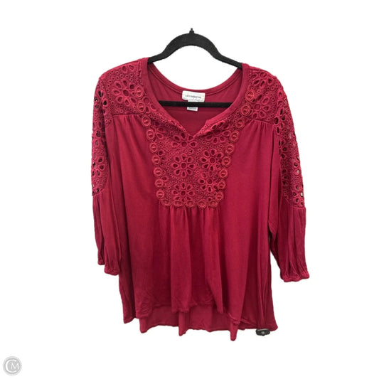 Top Long Sleeve By Liz Claiborne In Red, Size: L