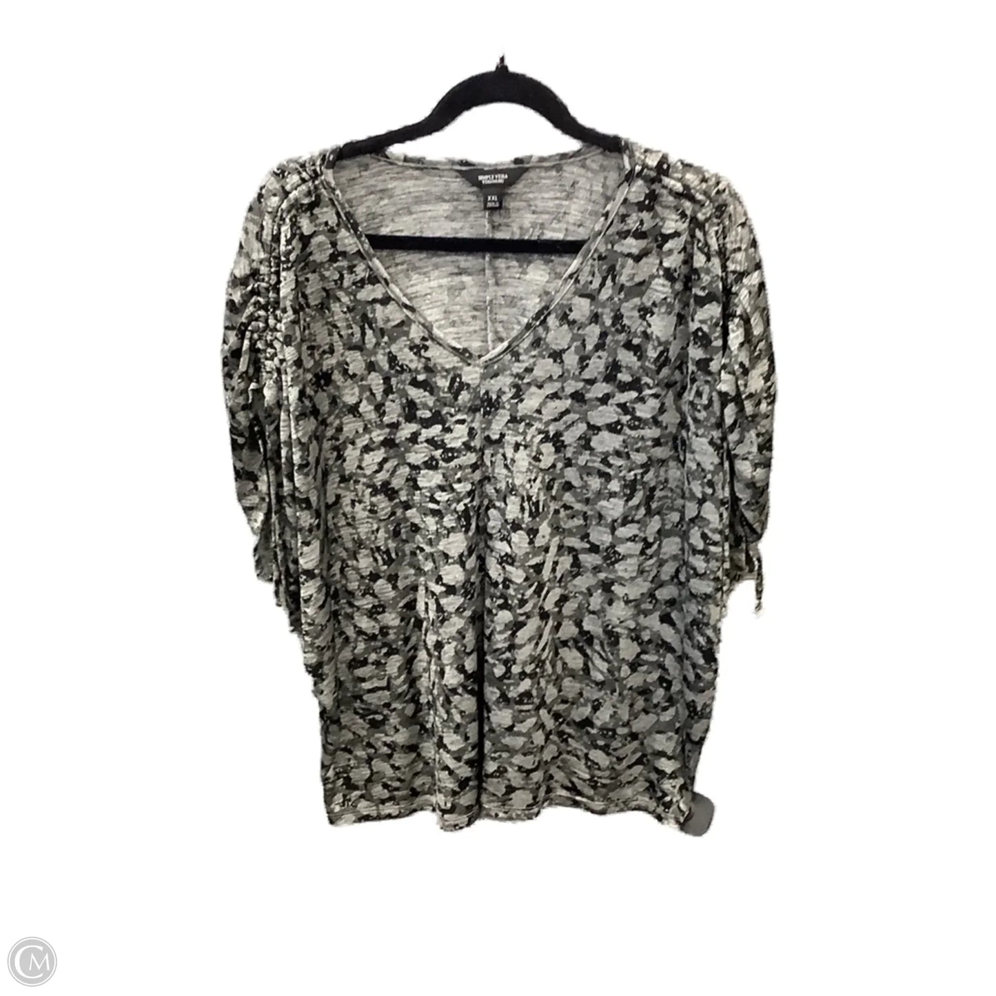 Top Short Sleeve By Simply Vera In Black & Grey, Size: Xxl