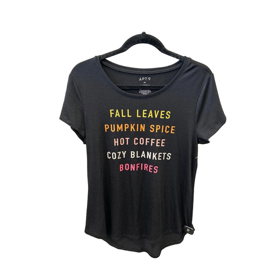 Top Short Sleeve By Apt 9 In Black, Size: M