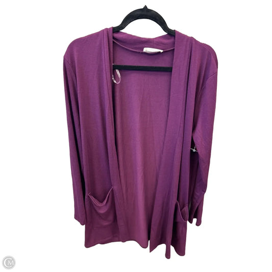 Cardigan By Zenana In Purple, Size: 2x