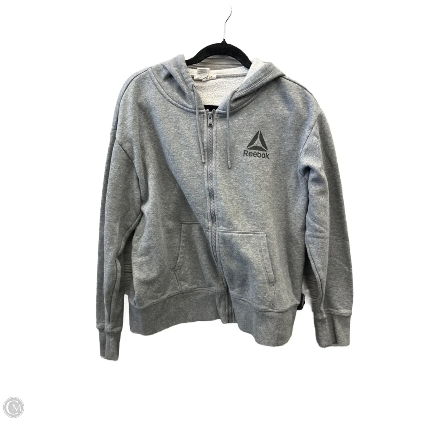 Athletic Sweatshirt Hoodie By Reebok In Grey, Size: L
