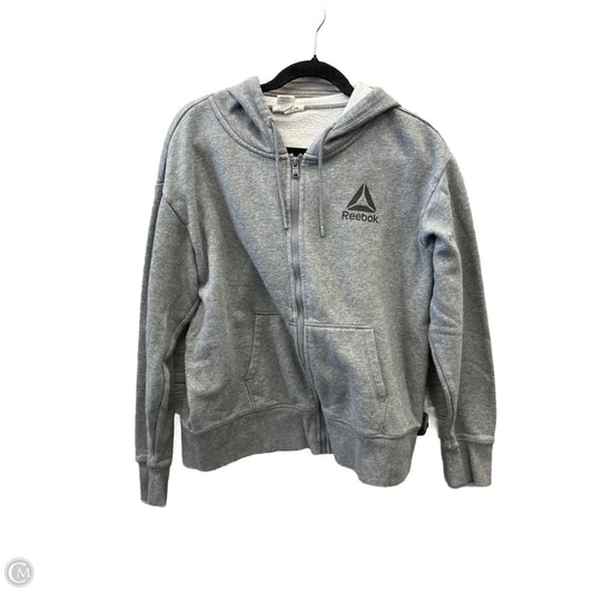 Athletic Sweatshirt Hoodie By Reebok In Grey, Size: L