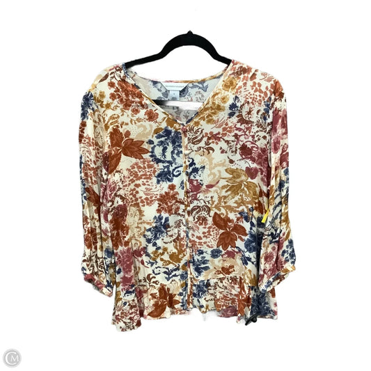 Top Long Sleeve By Christopher And Banks In Multi-colored, Size: M