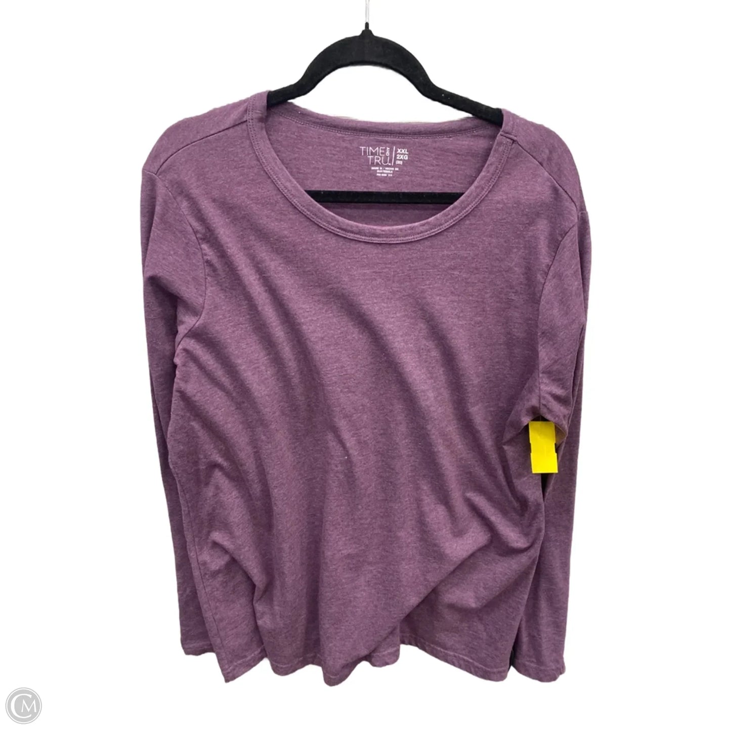 Top Long Sleeve Basic By Time And Tru In Purple, Size: Xxl